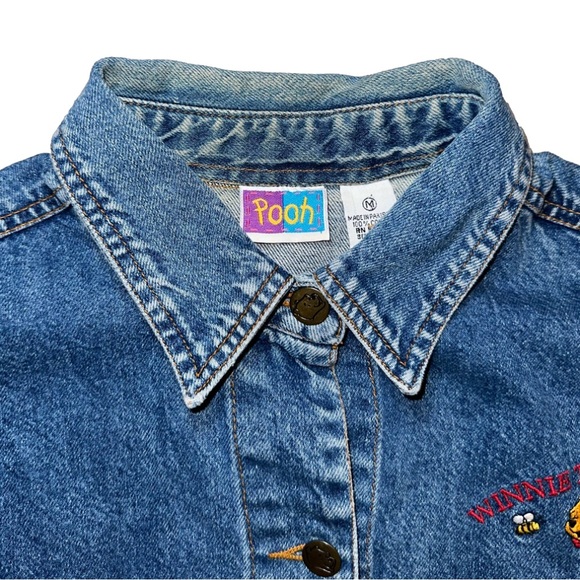 Vintage 90’s Pooh Disney Embroidered Pooh Jean Jacket size Medium✨ - Picture 5 of 14